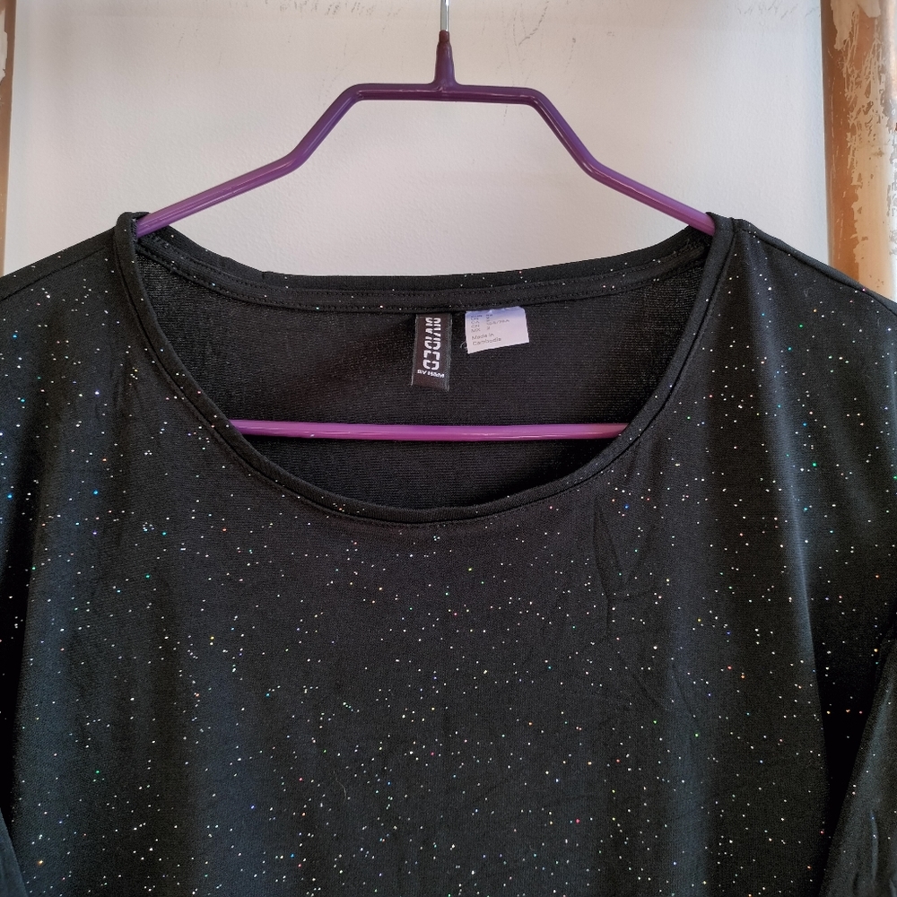 🌹The Quiet Luxury Collection🌹 H&M Black Jersey Sparkle Blouse - Picture 12 of 14
